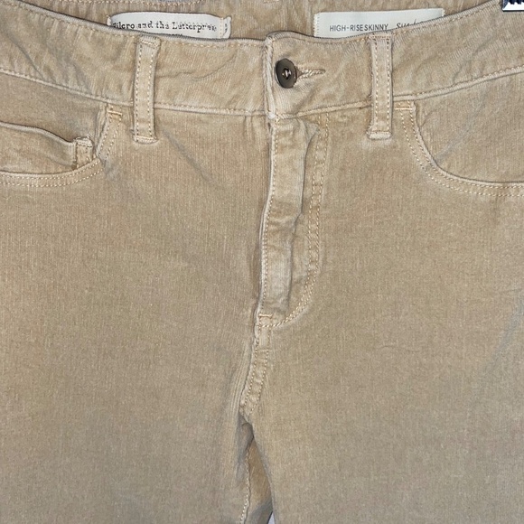 Pilcro and the Letterpress Tan Corduroy High-Rise Skinny Pants - Picture 2 of 7